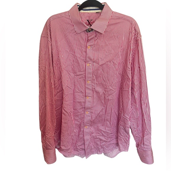 Robert Graham Pink Stripe Long Sleeve Button Down Shirt - Size 2XL - Picture 1 of 8